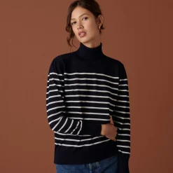 Maison Montagut Pulls>Pull Col Roule En Laine Merinos Finitions Bord Cotes - Colette