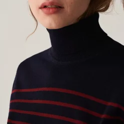 Maison Montagut Pulls>Pull Col Roule En Laine Merinos Finitions Bord Cotes - Colette