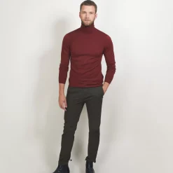 Maison Montagut Pulls>Pull Col Roule En Laine Merinos - Berry
