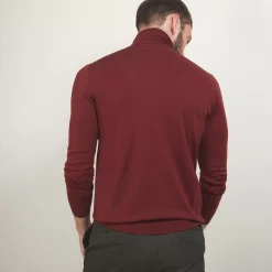 Maison Montagut Pulls>Pull Col Roule En Laine Merinos - Berry