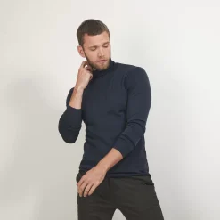 Maison Montagut Pulls>Pull Col Roule En Laine Merinos - Berry