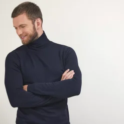 Maison Montagut Pulls>Pull Col Roule En Laine Merinos - Berry