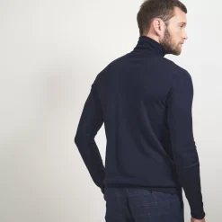 Maison Montagut Pulls>Pull Col Roule En Laine Merinos - Berry