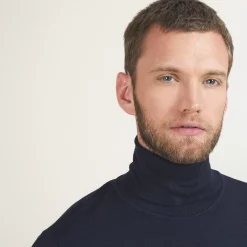 Maison Montagut Pulls>Pull Col Roule En Laine Merinos - Berry