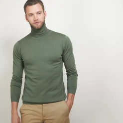 Maison Montagut Pulls>Pull Col Roule En Laine Merinos - Berry