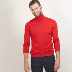 Maison Montagut Pulls>Pull Col Roule En Laine Merinos - Berry