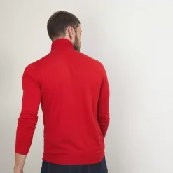 Maison Montagut Pulls>Pull Col Roule En Laine Merinos - Berry