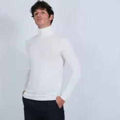 Maison Montagut Pulls>Pull Col Roule En Laine Merinos - Berry