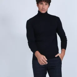 Maison Montagut Pulls>Pull Col Roule En Laine Merinos - Berry