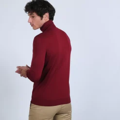 Maison Montagut Pulls>Pull Col Roule En Laine Merinos - Berry