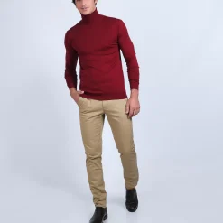 Maison Montagut Pulls>Pull Col Roule En Laine Merinos - Berry