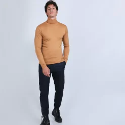 Maison Montagut Pulls>Pull Col Roule En Laine Merinos - Berry