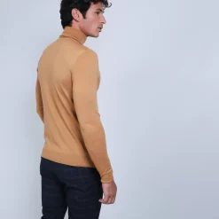 Maison Montagut Pulls>Pull Col Roule En Laine Merinos - Berry