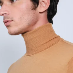 Maison Montagut Pulls>Pull Col Roule En Laine Merinos - Berry
