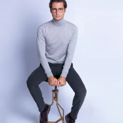 Maison Montagut Pulls>Pull Col Roule En Laine Merinos - Berry
