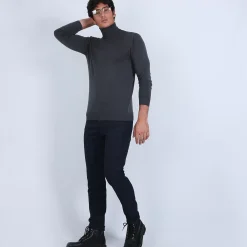 Maison Montagut Pulls>Pull Col Roule En Laine Merinos - Berry