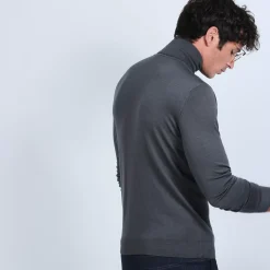 Maison Montagut Pulls>Pull Col Roule En Laine Merinos - Berry