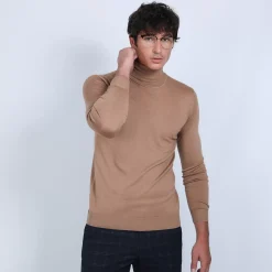 Maison Montagut Pulls>Pull Col Roule En Laine Merinos - Berry