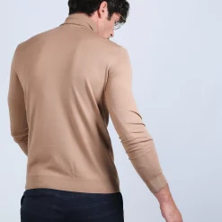 Maison Montagut Pulls>Pull Col Roule En Laine Merinos - Berry