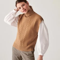 Maison Montagut Pulls>Pull Col Roule Sans Manches En Laine Merinos - Claudia