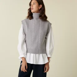 Maison Montagut Pulls>Pull Col Roule Sans Manches En Laine Merinos - Claudia