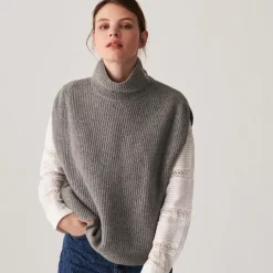 Maison Montagut Pulls>Pull Col Roule Sans Manches En Cachemire Melange - Dalya