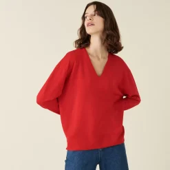 Maison Montagut Pulls>Pull Col V A Fentes En Laine Merinos - Aurora