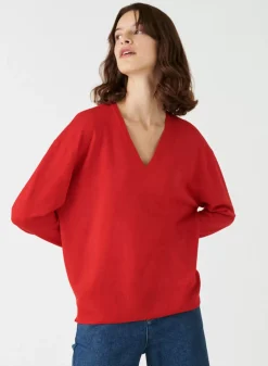 Maison Montagut Pulls>Pull Col V A Fentes En Laine Merinos - Aurora