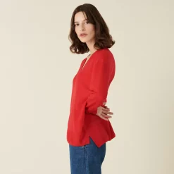 Maison Montagut Pulls>Pull Col V A Fentes En Laine Merinos - Aurora
