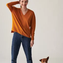 Maison Montagut Pulls>Pull Col V A Fentes En Laine Merinos - Aurora