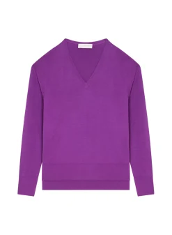 Maison Montagut Pulls>Pull Col V A Fentes En Laine Merinos - Aurora