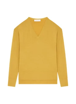 Maison Montagut Pulls>Pull Col V A Fentes En Laine Merinos - Aurora