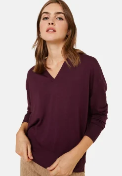 Maison Montagut Pulls>Pull Col V A Fentes En Laine Merinos - Aurora
