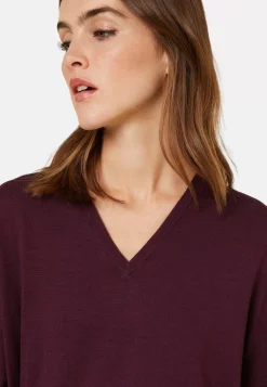Maison Montagut Pulls>Pull Col V A Fentes En Laine Merinos - Aurora