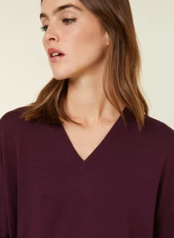 Maison Montagut Pulls>Pull Col V A Fentes En Laine Merinos - Aurora