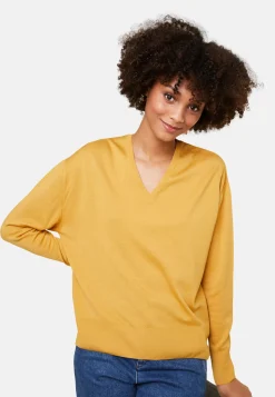 Maison Montagut Pulls>Pull Col V A Fentes En Laine Merinos - Aurora