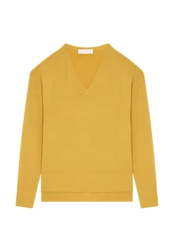 Maison Montagut Pulls>Pull Col V A Fentes En Laine Merinos - Aurora