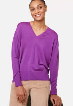 Maison Montagut Pulls>Pull Col V A Fentes En Laine Merinos - Aurora