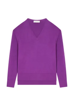Maison Montagut Pulls>Pull Col V A Fentes En Laine Merinos - Aurora