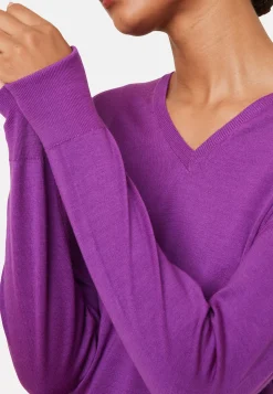 Maison Montagut Pulls>Pull Col V A Fentes En Laine Merinos - Aurora