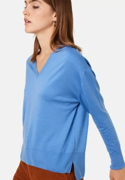 Maison Montagut Pulls>Pull Col V A Fentes En Laine Merinos - Aurora