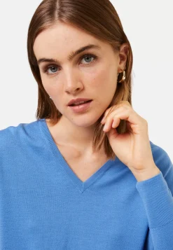 Maison Montagut Pulls>Pull Col V A Fentes En Laine Merinos - Aurora