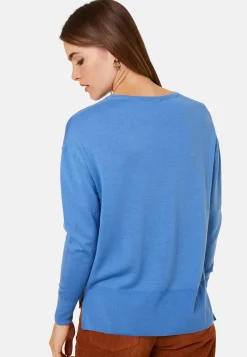 Maison Montagut Pulls>Pull Col V A Fentes En Laine Merinos - Aurora