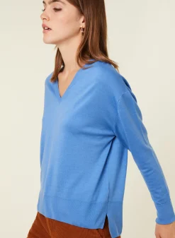Maison Montagut Pulls>Pull Col V A Fentes En Laine Merinos - Aurora