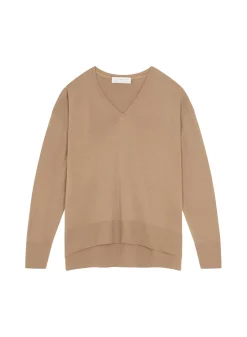 Maison Montagut Pulls>Pull Col V A Fentes En Laine Merinos - Aurora