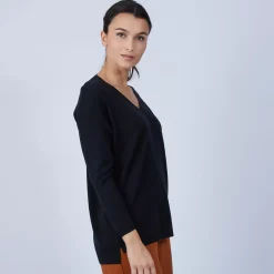 Maison Montagut Pulls>Pull Col V Avec Fentes En Laine Merinos - Bernice