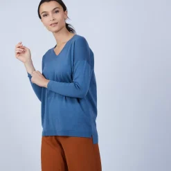Maison Montagut Pulls>Pull Col V Avec Fentes En Laine Merinos - Bernice