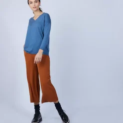 Maison Montagut Pulls>Pull Col V Avec Fentes En Laine Merinos - Bernice