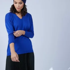 Maison Montagut Pulls>Pull Col V Avec Fentes En Laine Merinos - Bernice