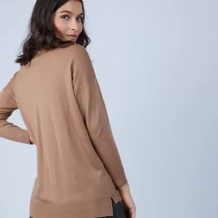 Maison Montagut Pulls>Pull Col V Avec Fentes En Laine Merinos - Bernice